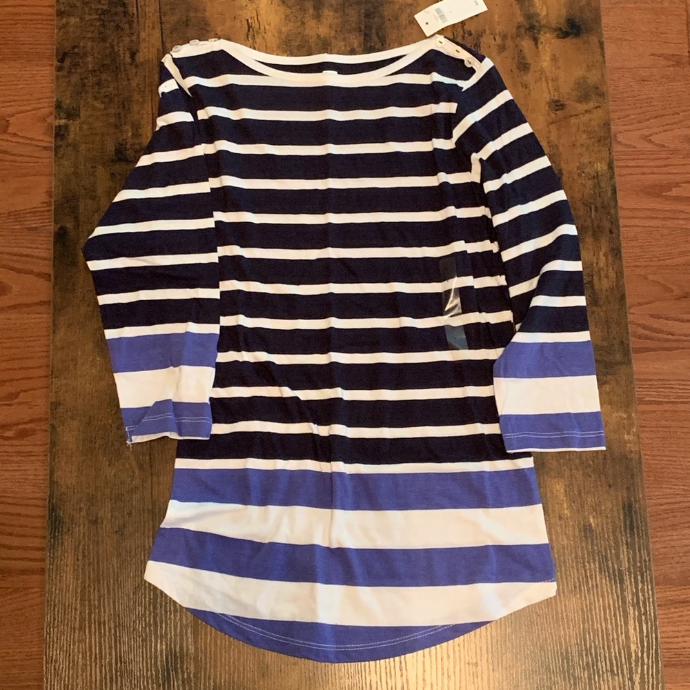 Gap brand new striped 3/4 sleeve top
